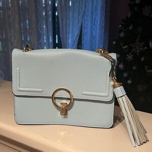 Aldo Light Blue Crossbody Bag with Gold Details